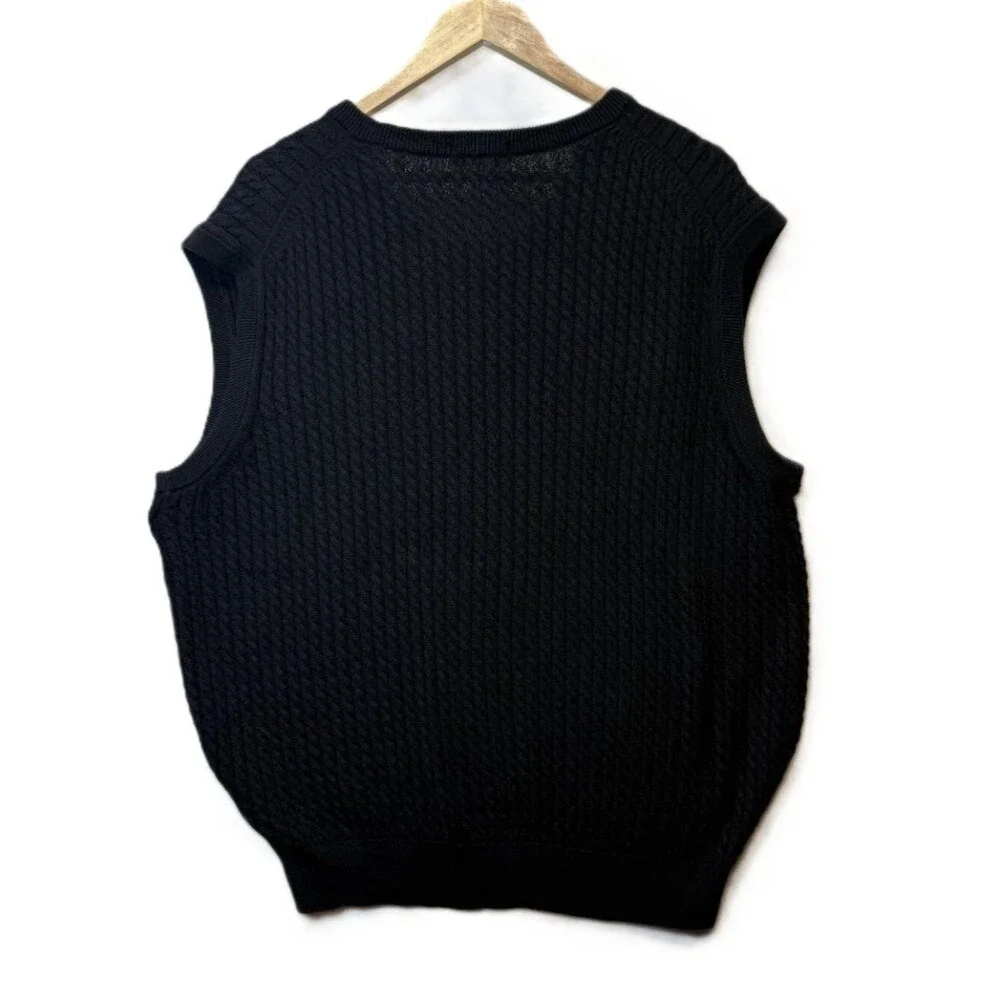 Pebble Beach Golf Sweater Vest Men's XL Black Cable Knit V-Neck Classic